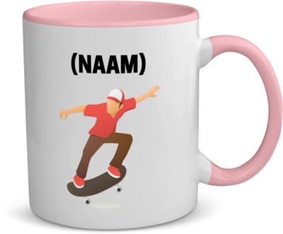 Akyol - skateboarden met eigen naam koffiemok - theemok - roze - Sport - skateboarder - skaten - 350 ML inhoud