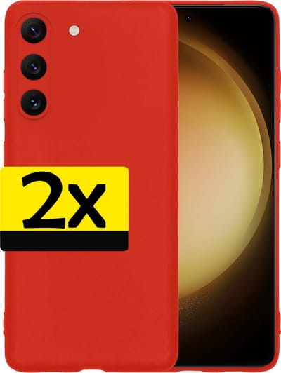 Hoesje - 2 Stuks - Geschikt voor Samsung Galaxy S23 - Sterk & Shockproof - Case Siliconen - Back Cover - Telefoon Hoes - Telefoonhoesjes - Rood