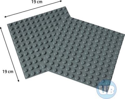 Uniblocks | Bouwplaat grijs - 19 x 19 cm - 2 stuks | 2 stuks | Bouwplaat geschikt voor Duplo |wegen | stad | city | wegplaat | auto’s | combineer met DUPLO wegenplaten | bouwplaten
