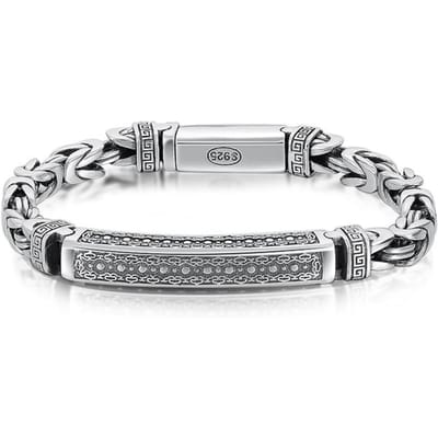 Nieuwe Zilveren Sieraden Heren Persoonlijkheid Vrede Patroon Armband Retro Hipster Gesp Ketting Trend Cadeau Sieraden Accessoire 21 - 22cm gray