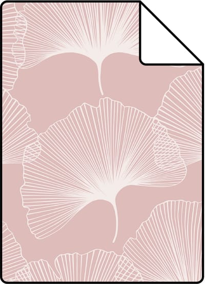 Proefstaal ESTAhome behang ginkgo bladeren zacht roze - 26.5 x 21 cm - 139372-S