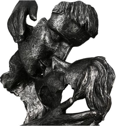 Casablanca Addiction Sculptuur - Luxe Design Beeld - 28cm Hoog - Zilver met Antieke Afwerking - Polyresin Kunstobject voor Woonkamer & Kantoor