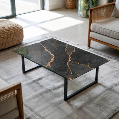 Coloray Tafelblad - Tafelblad Vierkant - 100x70 cm - Zwart - Rechthoek Glazen Tafelblad - Gehard Glas Tafelblad - Glazen Blad - Tafelblad Van Gehard Glas - Tuintafelblad woonkamerdecoratie