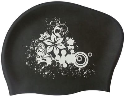 Badmuts voor lang haar Siliconen Zwart/Wit