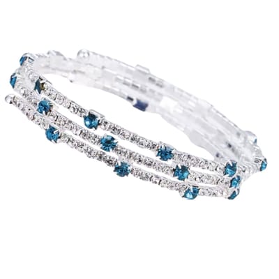 Armband-Blauw-Strass-Wikkel -zilverkleur -Charme Bijoux