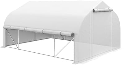 Outsunny Tunnelkas - PE, gegalvaniseerd staal - 395x300x200cm - Wit