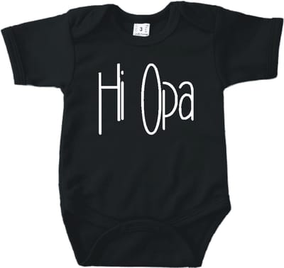 Baby romper met tekst zwangerschap aankondiging | Hi Opa | zwart | korte mouw | maat 56 cadeautje zwangerschap aankondiging bekendmaking | Cadeautje 100% katoen.