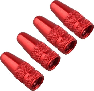 Set van 4 Aluminium Ventieldoppen voor Fietsen - Hoge Druk Presta Ventielen, Bescherming en Accessoires voor Fietswielen in Rood
