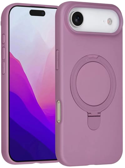 Backcover Hoesje Geschikt voor: iPhone Air Volledig Dekkende Schokbestendige Siliconen Backcover met Ringstandaard – 360° Bescherming - Sunset Purple