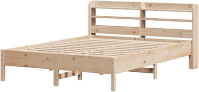Bedframe met hoofdbord - Houten bed tweepersoons - Goede nachtrust - Massief grenenhout frame - 140 x 200 cm - Wit