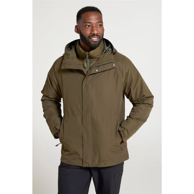 Mountain Warehouse Heren Alaskan 3 In 1 Waterdichte Jas (Khaki)