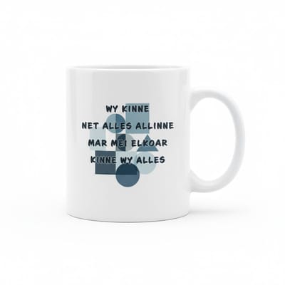 Wy Kinne Net Alles Allinne Mar Mei Elkoar Kinne Wy Alles Mok – 330 ml Keramische Koffiemok – Inspirerende Friese Tekst – Betekenisvol Cadeau