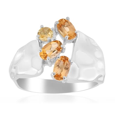 Cavill - Zilveren Ring - 925 Sterling Zilver met Palladiumcoating - Keizerlijke Topaas Ovaal & Rond 0,893 Ct - Elegante Damesring met Lichtspel
