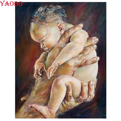 5D DIY Diamond Painting schattige baby 3D Volledige ronde boor Borduurkralen Kruissteek 20X30CM beige