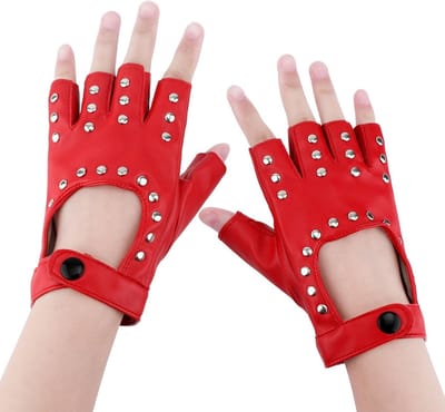 Stijlvolle Rode Vingerloze Leren Handschoenen voor Dames, Perfect voor Biker, Punk en Halloween Cosplay, Ideaal Cadeau voor Vrouwen en Meisjes