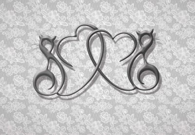 Fotobehang Abstract Hearts Motif Silver Gray | XL - 208cm x 146cm | 130g/m2 Vlies