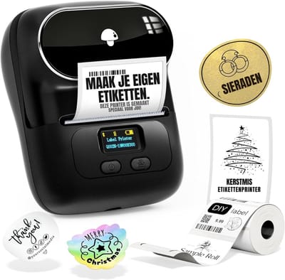 QORA® Labelmaker - Labelprinter - Label Maker - Zwart - 12cm x 9cm x 7cm