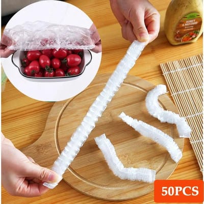300 stuks Wegwerp Voedselafdekking Plastic Folie Elastische Voedseldeksels Voor Fruitkommen Bekers Borden Opslag Keuken Vershoudzak 100pcs beige