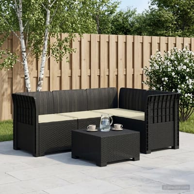 vidaXL - 4-Persoons - Tuin - Sofa - met - Kussens - Rattan - Look - PP - Antraciet