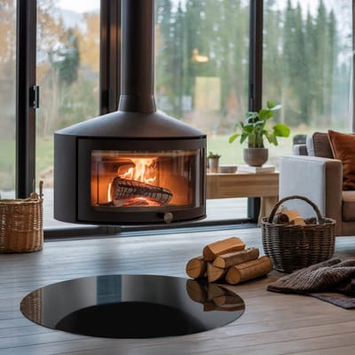 Coloray Vloerplaat Houtkachel - Vloerplaat Openhaard - 90 cm x 90 cm - Houtkachel Accessoires - Zwart Vloerplaat Kachel - Verwarmingsaccessoires - Plaat voor Onder Houtkachel - Open Haard Accessoires - Vloerplaat Voor Kachel