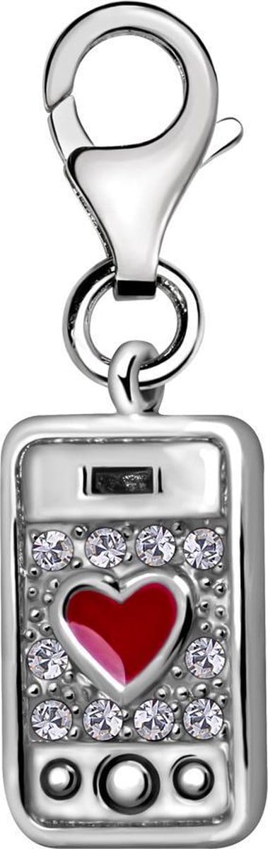 Quiges – Charm – Hanger - Smartphone - Verzilverd - karabijnslot - geschikt - voor - Bedelarmband - QHC146