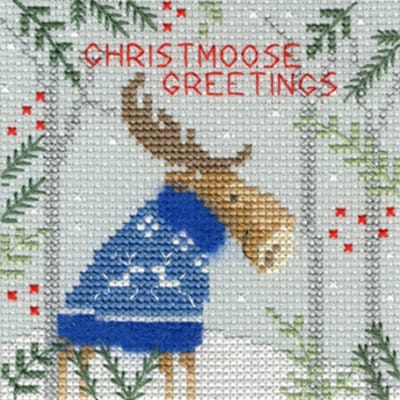 Borduurpakket kerstkaart Xmas Moose - Bothy Threads