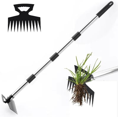 Onkruidsteker Tuingereedschap - Wieden Verwijderaar - Effectief Onkruid Wieden - 2-in-1 Functie - 152cm Lengte - Zwart