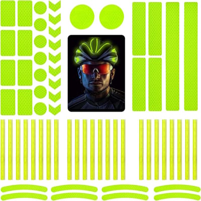 Set van 64 zelfklevende reflectorstickers voor fietsen en helmen, reflecterende tape en folie, veilig in het donker