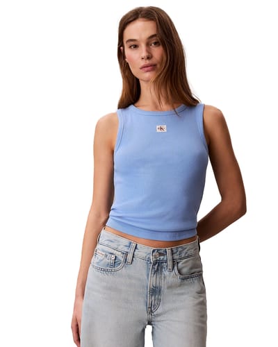 Calvin Klein Heritage Label 2x2 Tank Top Blue Descent Talla: S | Camisetas de Tirantes Outlet | Mujer | Azul