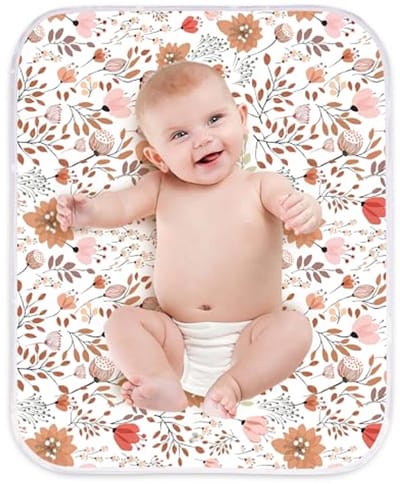 Baby Verschoonmat - Vochtige Onderlegger - Onderweg Luiers - 3 Laags Waterdicht - 61x76 cm - Roze Bloemen