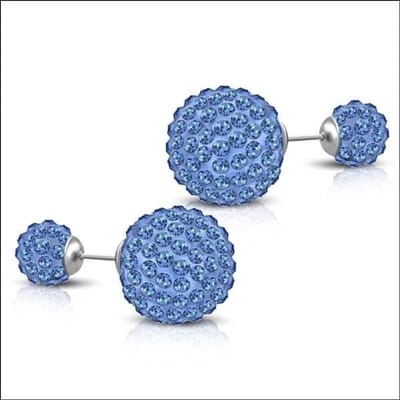 Aramat Jewels | Oorbellen | Stalen Dubbele Oorbellen | Shamballa Licht Blauw | |8mm | Staal | Kinderen, Volwassenen | Verkleurd niet