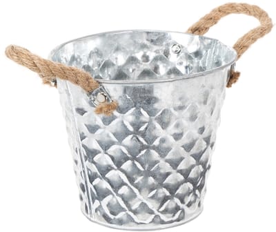 Bea Arte zinken plantenpot met grepen van touw - 4 stuks