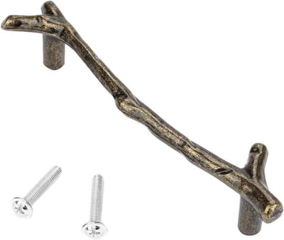 Solid T Bar Handgrepen van Zinklegering in Boomtakvorm voor Meubels, Laden en Deuren - 122mm Bronzen Afwerking