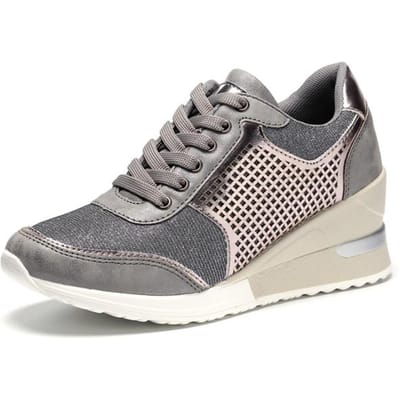Dames Lengte Verhogen 6,5 Cm Wandelschoenen Comfortabele Sport Hardloopsneakers Goud Zilver Dames Schoenen Schoenen 5.5 zilver