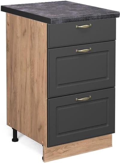 Keukenkast - Onderkast - Keuken Organiseren - Soft-close scharnieren - 50 cm breed - Antraciet Goud