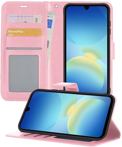 Hoesje - Geschikt voor Samsung Galaxy A26 - Luxe Bookcase - Walletcase Hoes - Portemonnee - Cover - Telefoonhoes - Lichtroze