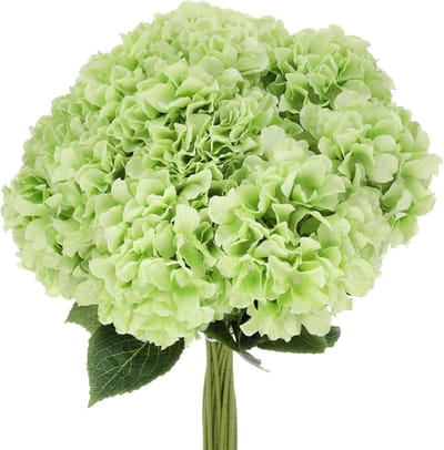 20 Stuks Groene Hortensia Kunstbloemen - Zijde Bloemen voor Tuin, Bruiloft en Buitendecoratie