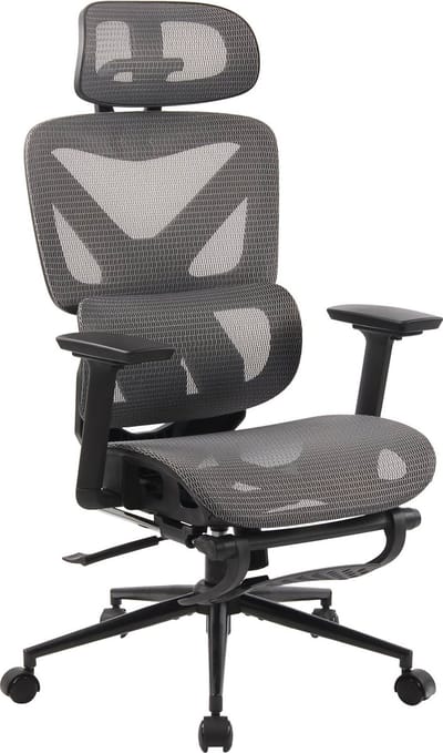CLP Reston bureaustoel I Ergonomische stoel met voetensteun, flexibel instelbaar zwart/grijs