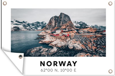 Muurdecoratie Noorwegen - Gletsjers - Meer - 180x120 cm - Tuinposter - Tuindoek