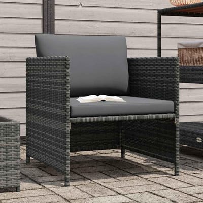 Tuinbank met Kussen - Loungebank Buiten - Buiten Ontspannen - Weerbestendig PE-rotan - 60 x 60 x 60 cm - Grijs