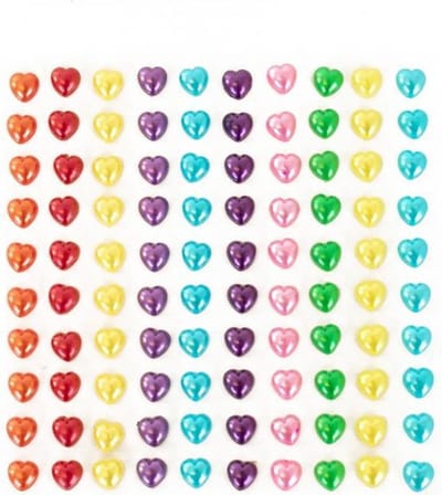 PartyXplosion Body Jewels / Lichaamsversiering Hartjes / Valentijn 100 stuks Assorti