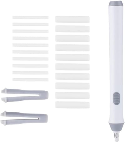 Dailygoods - Elektrische Automatische Gum - Creatief Tekenen - Batterijgevoed - Wit - 22 Gumvullingen - Perfect Voor Kunstenaars - Inclusief Navullingen