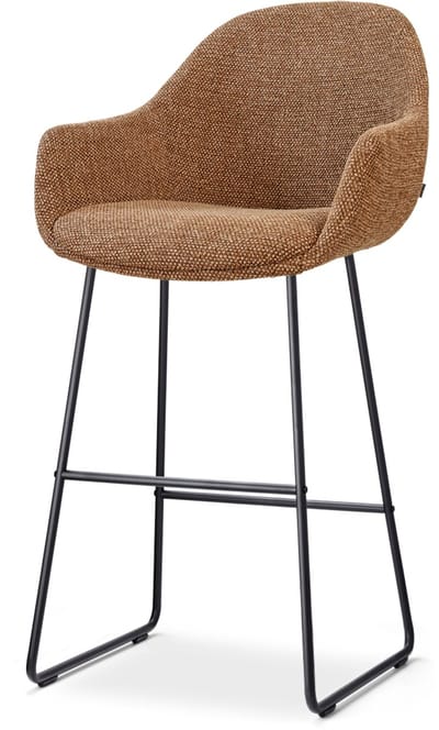 Nolon Nino-Mae barkruk bruin blend - zwart onderstel - 75 cm - japandi - barstoel - met armleuning