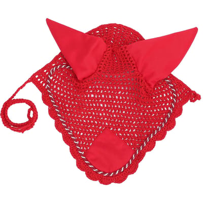 Bonnet anti-mouches en coton respirant pour chevaux sensibles red