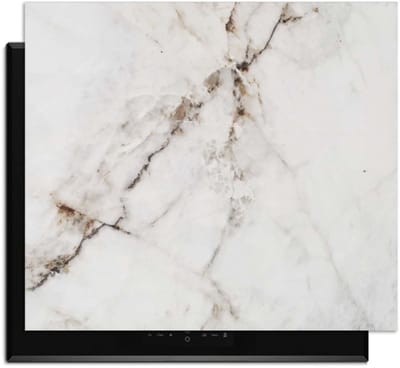 KitchenArt - Pure Marble – Inductie Beschermer - 52x35 cm - Kookplaat Beschermer - Luxe Afdekplaat Inductieplaat - Anti-slip & Oprolbaar - Beschermmat Inductiekookplaat