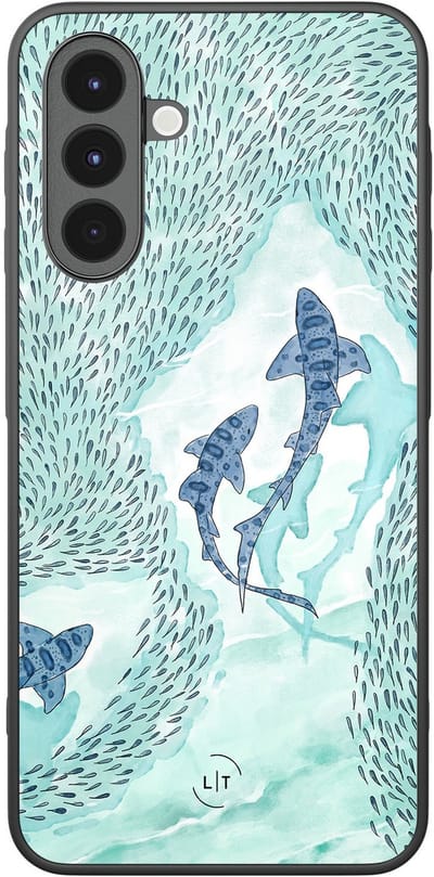 Leuke Telefoonhoesjes - Hoesje geschikt voor Samsung Galaxy A16 - Baby shark - Backcover zwart - Print / Illustratie - Blauw