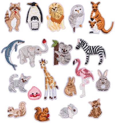 19 stuks patches om op te strijken, dierenpatches, patches om op te strijken voor doe-het-zelf textieldecoratie, T-shirts, hoodies, jas, rugzak