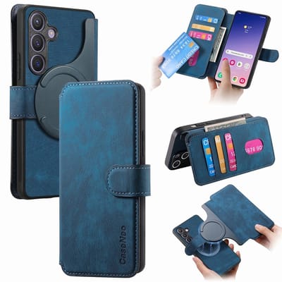 CaseNeo Hoesje - Geschikt voor Samsung Galaxy S25 Hoesje - CaseNeo 2-in-1 Book Case & Back Cover - Blauw