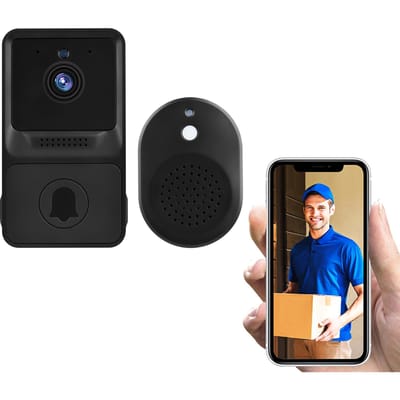 1080P Hoge Resolutie Visuele Slimme Beveiligingsdeurbel Camera Draadloze Videodeurbel met IR Nachtzicht 2-Weg Audio Real-Time Monitoring zwart