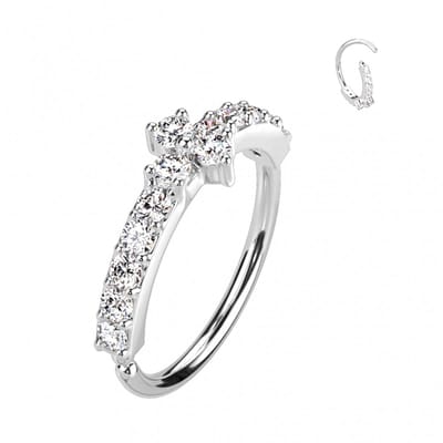 Piercing lined met center steen buigbare ring 0.8X8 - zilver - LMPiercings